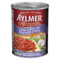 Aylmer - Accents  Canned Petite Cut Stewed Tomatoes with Garlic & Olive Oil, 540 Millilitre