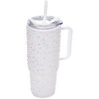Christmas - Pearl White Double Wall Tumbler With Straw 1200ml, 1 Each