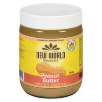 NEW WORLD - Organic Smooth Peanut Butter Unsalted, 500 Gram
