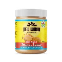 NEW WORLD - Organics Peanut Butter, Crunchy Unsalted, 500 Gram