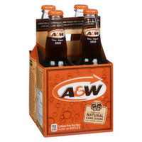 A&W - Root Beer - Glass Bottles, 4 Each