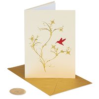Papyrus - Greeting Card - Red Hummingbird & Gold Tree, 1 Each
