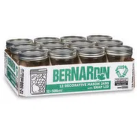 Bernardin - Decorative Wide Mouth Mason Jar W Snap Lid, 12 Each