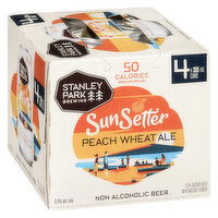 Stanley Park Brewing - SunSetter Peach Wheat Ale Non-Alcoholic Beer, 355mL Cans, 4 Each