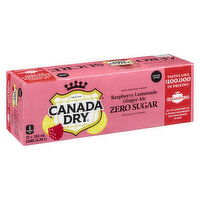 Canada Dry - Zero Sugar Raspberry Lemonade Ginger Ale, 355mL Cans, 12 Each