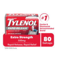 Tylenol - Rapid Release Gelcaps - Extra Strength 500mg, 80 Each