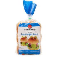 Western Family - Hamburger Buns - White, 12 Each