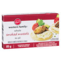 Western Family - Whole Smoked Mussels in Oil, 85 Gram