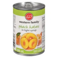 Western Family - Peach Halves in Light Syrup, 398 Millilitre