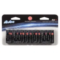 Western Family - Alkaline Batteries - AA, 12 Each