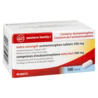 Western Family - Extra Strength Acetaminophen Tablets 500mg