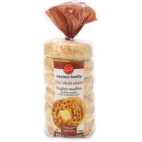 Western Family - English Muffins - 100 % Whole Wheat, 6 Each