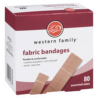 Western Family - Fabric Bandages Assorted Sizes, 80 Each