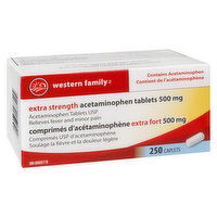 Western Family - Extra Strength Acetaminophen Tablets 500Mg, 250 Each