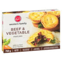 Western Family - Meat Pies - Beef & Vegetable, 6 Each