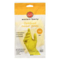 Western Family - Flocklined Rubber Gloves - Small, 2 Each