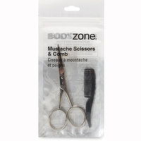 Body Zone - Mustache Scissors & Comb, 1 Each