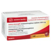 Western Family - Acetaminophen Extra Strength 500mg, 100 Each