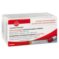 Western Family - Rapid Action Gel Caps Extra Strength Acetaminophen, 80 Each