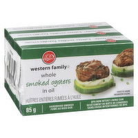 Western Family - Whole Smoked Oysters in Oil, 3 Pack