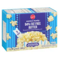 Western Family - Microwave Popcorn, 94% Fat Free Butter Flavour, 3 Each