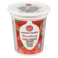 Western Family - Stirred Probiotic Yogurt Strawberry, 1.3% M.F., 650 Gram