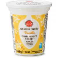 Western Family - Stirred Probiotic Yogurt Vanilla, 1.3% M.F.