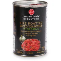 Western Family - Signature Fire Roasted Diced Tomatoes with Garlic, 398 Millilitre