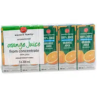 Western Family - Orange Juice, Unsweetened, 200 Millilitre