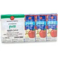 Western Family - Pure Apple Juice, Unsweetened, 200 Millilitre