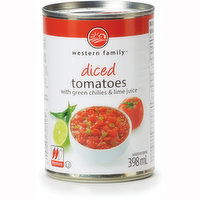 Western Family - Diced Tomatoes with Green Chilies & Lime Juice, 398 Millilitre