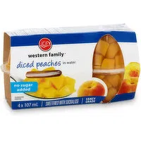 Western Family - Diced Peaches - No Sugar Added, 4 Each