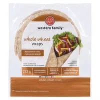 Western Family - Whole Wheat Wraps Medium, 8 Each