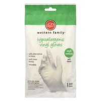 Western Family - Hypoallergenic Vinyl Gloves Small Medium, 2 Each