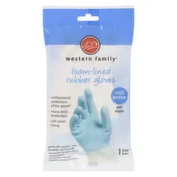 Western Family - Foam Lined Rubber Gloves - Small/Medium, 1 Each