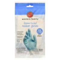 Western Family - Foam lined Rubber Gloves - Large/XLarge, 2 Each