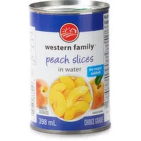 Western Family - Peach Slices in Water - No Sugar Added, 398 Millilitre