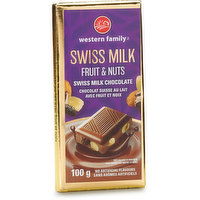 Western Family - Swiss Milk Chocolate Bar with Fruit & Nuts, 100 Gram