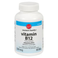 Western Family - Vitamin B12 Timed Release 1200mcg, 80 Each