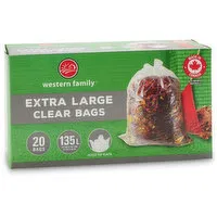 Western Family - Clear Garden Bags Extra Large, 20 Each