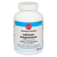 Western Family - Calcium Magnesium with Vitamin D3, 200 Each