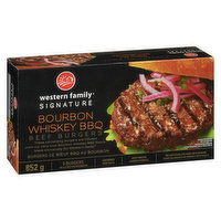 Western Family - Signature Bourbon Whiskey BBQ Beef Burgers, 6 Each