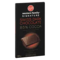 Western Family - Swiss Dark Chocolate Bar 85% Cocoa, 100 Gram