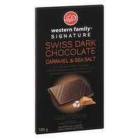 Western Family - Swiss Dark Chocolate Bar Caramel & Sea Salt, 100 Gram