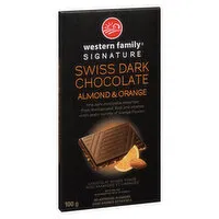 Western Family - Swiss Dark Chocolate Bar Orange & Almonds, 100 Gram