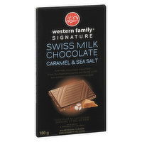 Western Family - Swiss Milk Chocolate Bar Caramel & Sea Salt, 100 Gram