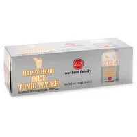 Western Family - Happy Hour Diet Tonic Water 355mL Cans, 12 Each