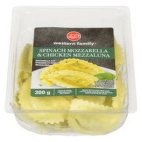 Western Family - Spinach Mozzarella & Chicken Mezzaluna, Fresh, 300 Gram