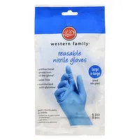 Western Family - Resusable Nitrile Gloves - Large/XLarge, 2 Each