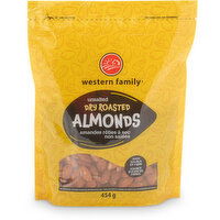 Western Family - Unsalted Dry Roasted Almonds, 454 Gram